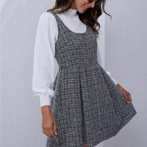 SHEIN Tweed Mini Dress with Gold Buttons Small